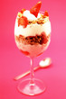 Breakfast cereal with yoghurt and strawberry