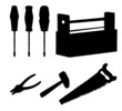 Tools set, silhouettes