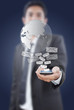 Businessman putting touch screen mobile phone with mail.