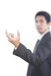 Businessman Holding on the whiteboard.