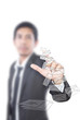 Businessman pushing mail for social network.