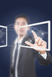 Businessman pushing Social Network.