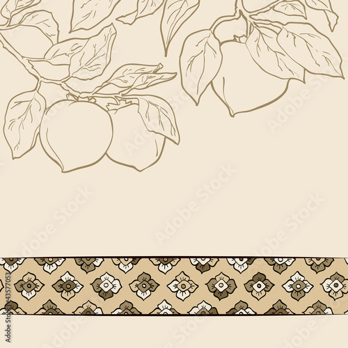 Vector: persimmon seamless pattern Asian Traditional Painting persimmon seamless pattern Asian Traditional Painting