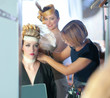 backstage hairdressing fashion with make-up artist