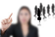 Business lady touching on the whiteboard.