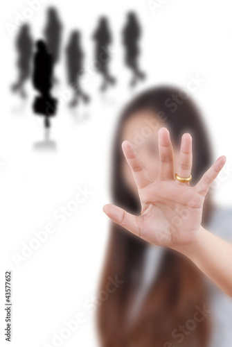 Photo: Business lady touching on the whiteboard. Business lady touching on the whiteboard.
