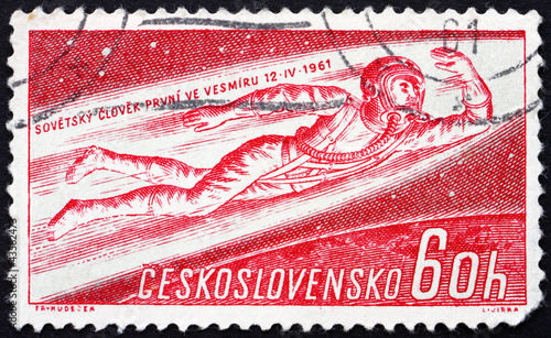 Photo: Postage stamp Czechoslovakia 1961 Man Flying into Space Postage stamp Czechoslovakia 1961 Man Flying into Space