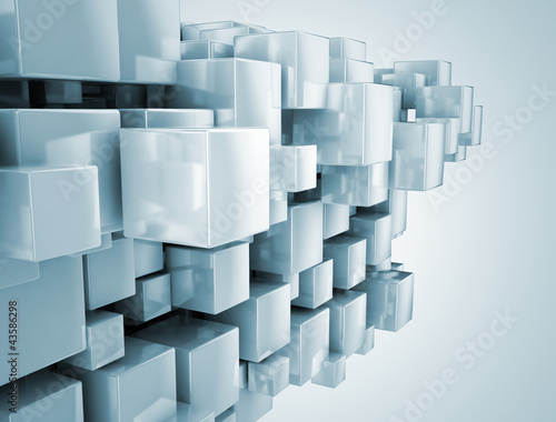 Illustration: Abstract construction illustration - 3d cubes Abstract construction illustration - 3d cubes