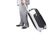 Man Walking with Travel Bag on the White Background