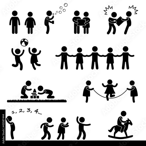 Vector: Happy Children Playing Icon Symbol Sign Pictogram Happy Children Playing Icon Symbol Sign Pictogram