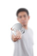 Businessman Holding Globe.
