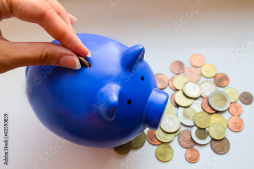 Photo: Coins and moneybox Coins and moneybox