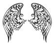 Hand drawn vector wing.Tatoo design