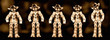 Cowboy boxmen characters HDR with dark background