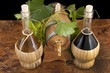 Foto: In oak casks with vines and grapes white and black In oak casks with vines and grapes white and black