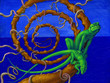 Green lizards in a spiral of love