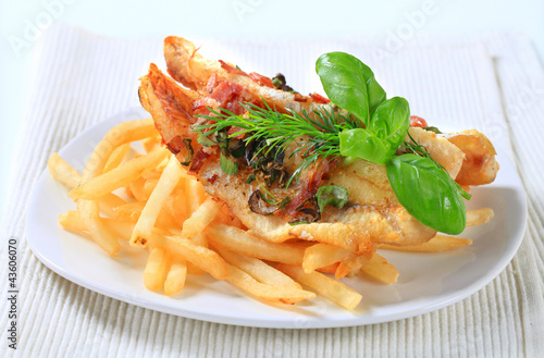 Photo: Pan fried fish fillets with fries Pan fried fish fillets with fries