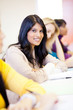 young attractive female college students in classroom