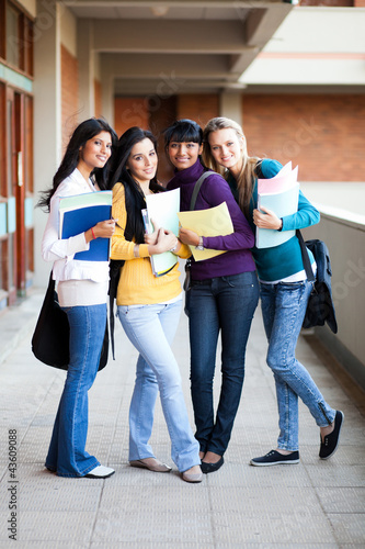 Photo: group of young college girls full length portrait group of young college girls full length portrait