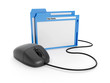 Illustration: 3d illustration: Browser window and the computer mouse on white 3d illustration: Browser window and the computer mouse on white