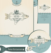 set of elements for the design of the fish restaurants