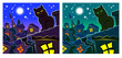 Blue night, cat, roof