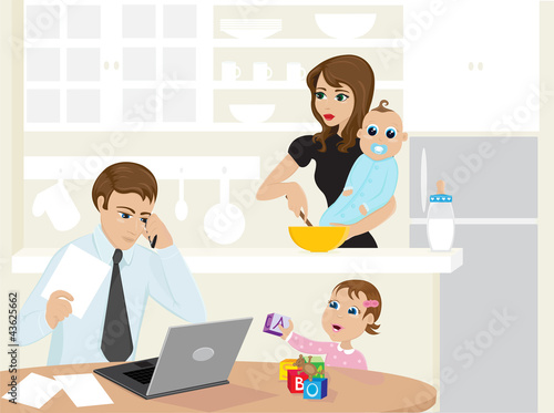 Vector: Busy family Busy family