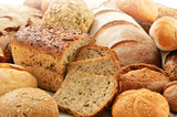 Composition with bread and rolls on the table