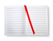 Empty book with pentagrams or score.