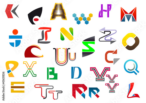 Vector: Colorful letter symbols and icons Colorful letter symbols and icons