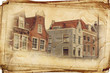 views of Dutch city of Delft in vintage stule, like postcard