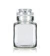 Empty glass jar isolated on white background