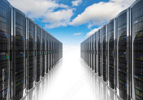 Illustration: Cloud computing and computer networking concept Cloud computing and computer networking concept