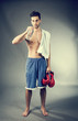 Boxer with bottle of water