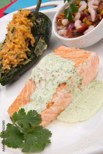 Photo: Grilled Salmon With Cilantro - Jalapeno Creme Grilled Salmon With Cilantro - Jalapeno Creme