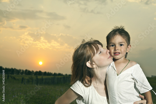Photo: Mother and Son Having Fun outdoor Mother and Son Having Fun outdoor