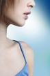 Close-up of a lady's lower part face and shoulder