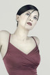Studio shot of a lady in red dress