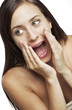 Woman in towel screaming 