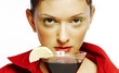 Woman holding a glass of red wine