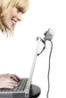 Woman video calling over the internet