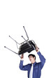 Businessman lifting up a chair