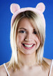 Woman wearing a cute bear hair band