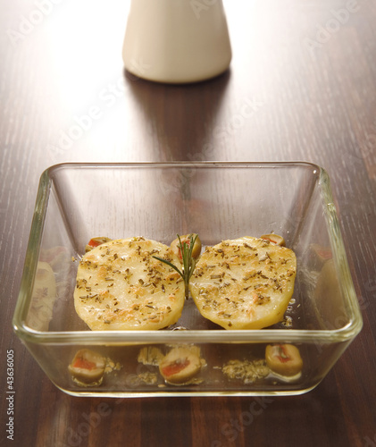 Photo: Meat in a glass container Meat in a glass container