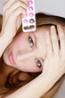 Woman holding menstrual pill