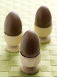 Chocolate eggs in egg cups