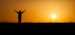 Person celebrating life at sunset