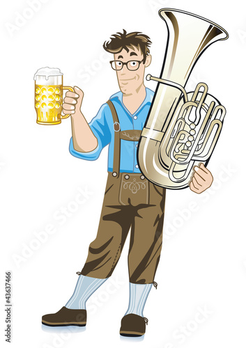 Vector: Musiker mit Tuba und Bierkrug Musiker mit Tuba und Bierkrug