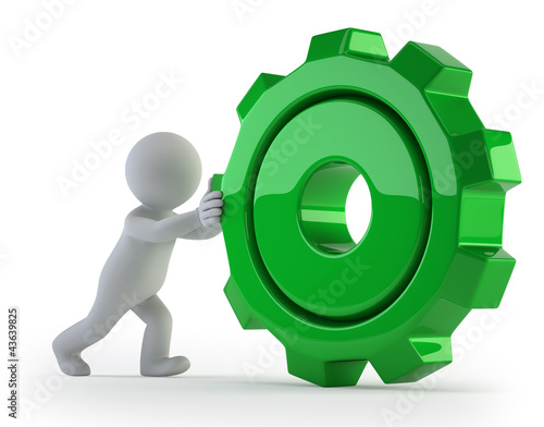 Illustration: 3d small people - rolls gear 3d small people - rolls gear