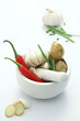 Pestle and mortar with oriental spices